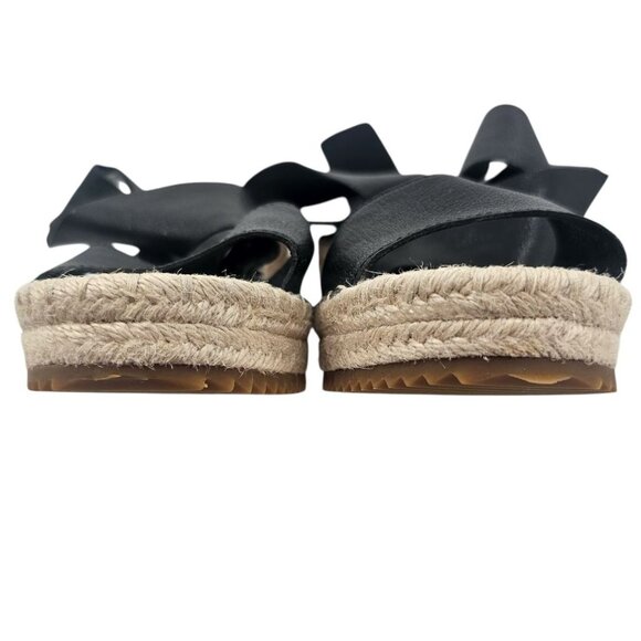 Eileen Fisher‎ Womens 7 Willow Espadrille Wedge Black Leather Sandals - Picture 7 of 10